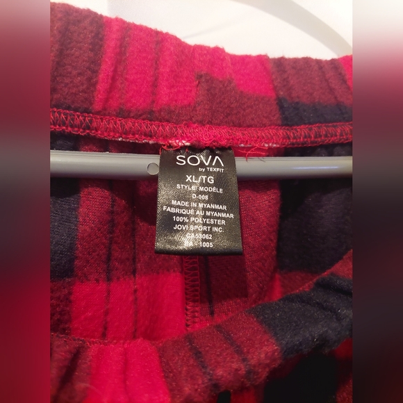 SOVA by TexFit Women's XL Style D-008 Red and Black Sleepwear Pajama Pants - Picture 3 of 8